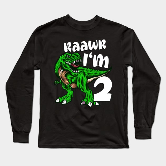 Birthday Dinosaur Kids 3 Years old Long Sleeve T-Shirt by Foxxy Merch